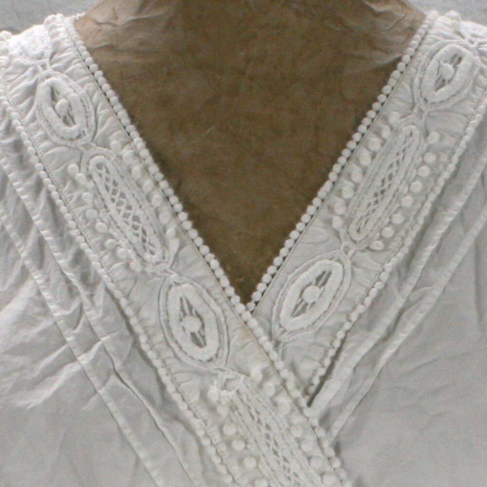 TALBOTS Petite Top Sleeveless Embellished Criss Cross Pleated Lace White 16P - Picture 2 of 15